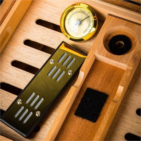Lubinski Deri Camlı Humidor Puro Kutusu Siyah 50s LB-016
