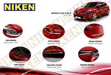 Renault clio 4 komple krom nikelaj kaplama seti 2012+