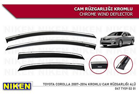 Toyota corolla cam rüzgarlığı kromlu 2007 / 2013 niken