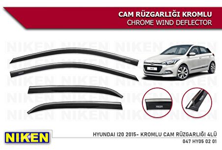 Hyundai i20 cam rüzgarlığı kromlu 2015+ niken