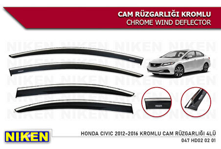 HONDA CİVİC 2012 2013 2014 2015 2016 KROMLU CAM RÜZGARLIĞI NİKEN