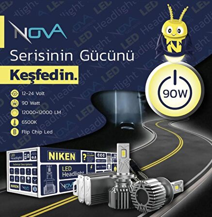 H11 led xenon far ampulü seti niken nova 12000lm