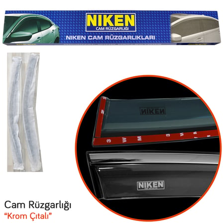 Niken 2 li Citroen Berlingo 2018+ /Rifter/Combo/Proace City/Doblo 3 Kromlu Cam Rüzgarlığı 2 li