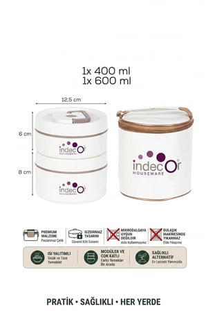 Isı Yalıtımlı Çantalı 2 Parça Vakumlu Lunch Box Yemek Termosu Beslenme Kutusu Sefer Tası