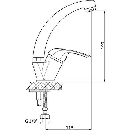 MTT120 Adrio Tek Su Girişli Tek Gövde Lavabo Bataryası (TSEN817)