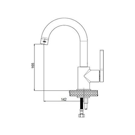 Gpd Gildo MTL165-S-R Tek Gövde Lavabo Bataryası Siyah