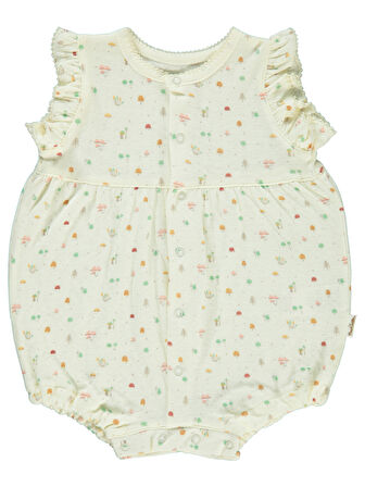 Bebetto Kız Bebek Patiksiz Tulum 3-12 Ay Ekru