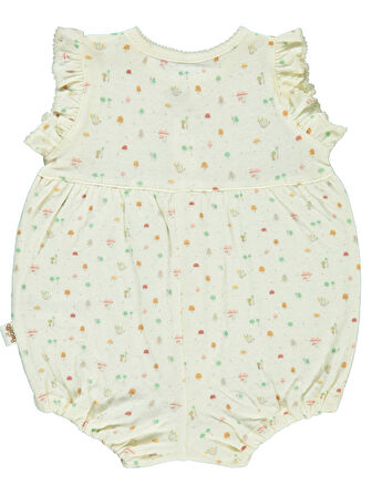 Bebetto Kız Bebek Patiksiz Tulum 3-12 Ay Ekru