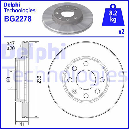Opel On Fren Diski Astra F 92>98 Corsa B 93>02 Astra Classıc 99>02 - Delphi Bg2278