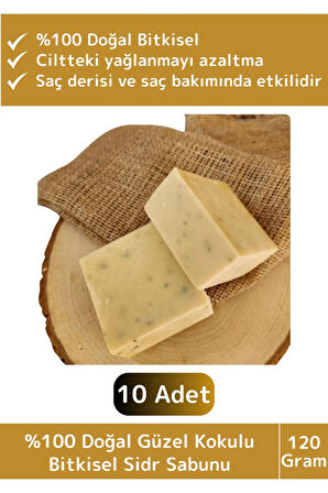 Özel %100 Doğal Bitkisel Güzel Kokulu El Yüz Saç Vücut Cilt Orijinal Sidr Sabunu 120 Gram 10 Adet