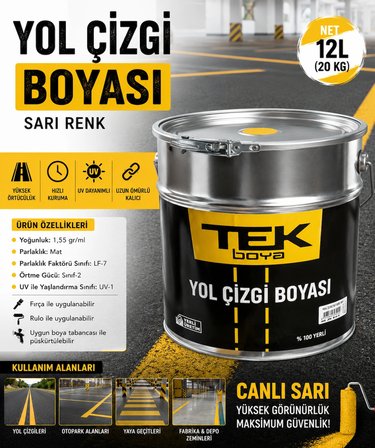 Yol Çizgi Boyası Sarı Renk 12 Litre 20 Kg 