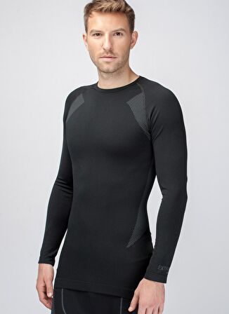 Thermoform Bisiklet Yaka Siyah Erkek Termal Üst İçlik