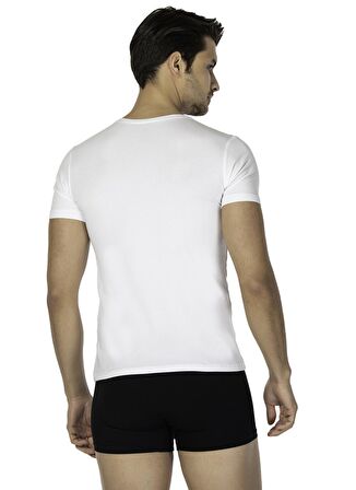Ds Damat Bisiklet Yaka Düz Beyaz Erkek T-Shirt DS0400