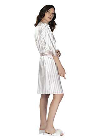 U&ME Bride Stripe Saten Sabahlık PUDRA