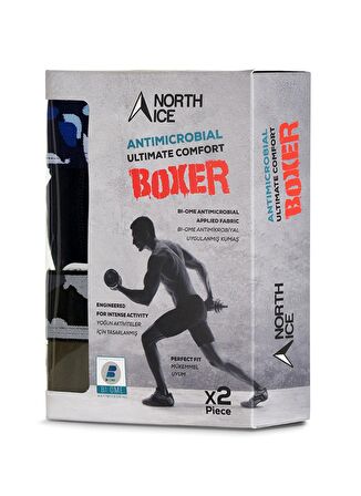 North Ice Lacivert Melanj Erkek Boxer North Ice 2li Kamuflaj Boxer