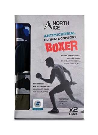 North Ice Lacivert Melanj Erkek Boxer North Ice 2li Kamuflaj Boxer