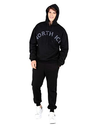 North Ice Ni202140536 Bisiklet Yaka Normal Düz Siyah Erkek Sweatshirt