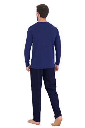 Ds Damat Pamuk Modal V yaka Pijama Takımı LACİVERT