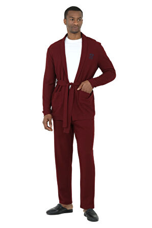 Ds Damat Waffle 3'lü Rob Pijama Set BORDO