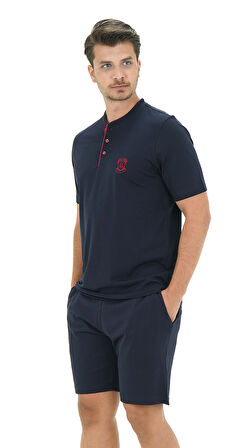 Ds Damat Regular Fit Cotton Şort Takım K.LACİVERT