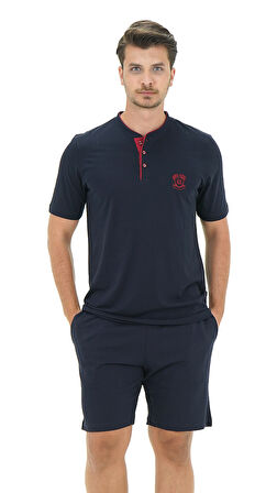 Ds Damat Regular Fit Cotton Şort Takım K.LACİVERT