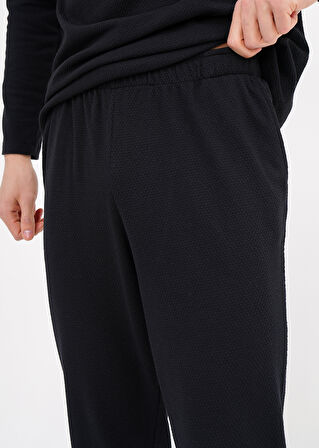 North Ice Erkek Petek Desen Pijama Takımı -  Pamuklu Kumaş, Modern Kalıp, Rahat Kesim SİYAH