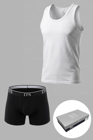 d's damat özel kutulu çeyizlik damat bohçası seti - triko robdöşambr, pijama takımı, atlet-boxer set - 3'lü çorap hediyeli si̇yah
