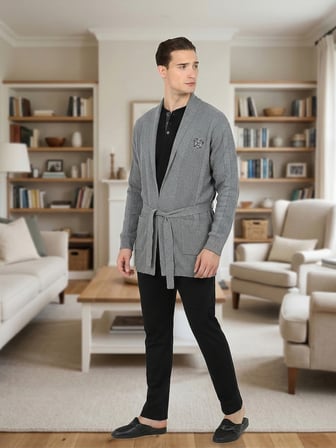 d's damat özel kutulu çeyizlik damat bohçası seti - triko robdöşambr, pijama takımı, atlet-boxer set - 3'lü çorap hediyeli si̇yah
