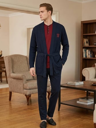 d's damat özel kutulu çeyizlik damat bohçası seti - triko robdöşambr, pijama takımı, atlet-boxer set - 3'lü çorap hediyeli bordo