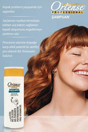 Oriense 360ml Şampuan Kepek Karşıtı (ANTİ-DANDRUFF), Sarımsak Ve Çay Ağacı Özlü, Silikon Ve Paraben Içermez