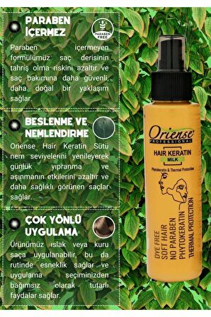 Oriense Saç Keratin Sütü Bakım Spreyi - Fitokeratin ile Üstün Parlaklık ve Protein Açısından Zengin Formüllü Koruma, Paraben İçermez