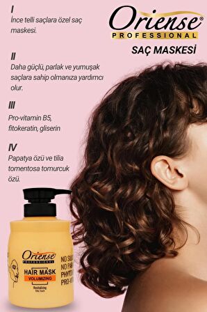 Oriense 600ml Saç Maskesi Hacim Verici Volumizing, Pro-vitamin B5 Ve Fitokeratin Ile Nihai Bakım