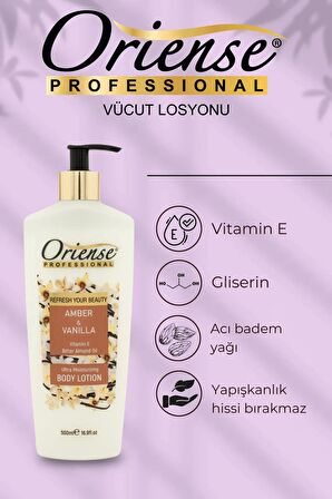 Oriense Vücut Losyonu - Sıcak Vanilya İnfüzyonu ve Derin Nemlendirme, Amber Zenginliği, 500ml