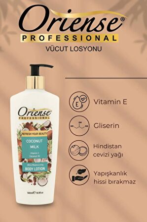 Oriense Vücut Losyonu - Hindistan Cevizi Sütü ve Yağı ile Yoğun Nemlendirme, 500ml