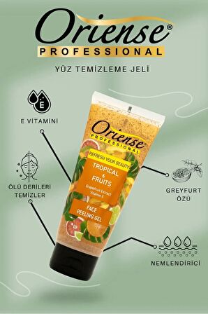 Oriense Tropikal Meyveler Yüz Temizleme Peeling Jeli - Greyfurt ve Kayısı Çekirdeği Özü İçerir