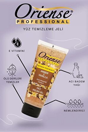 Oriense Amber & Vanilya Yüz Temizleme Peeling Jeli - Kayısı Çekirdeği, Acı Badem Yağı ve E Vitamini