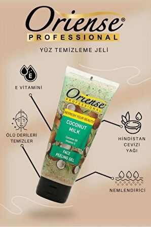 Oriense Hindistan Cevizli Yüz Temizleme Peeling Jeli - Kayısı Çekirdeği ve E Vitamini ile Zenginleştirilmiş