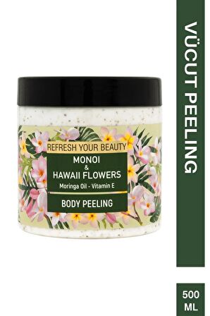 Oriense Monoi & Hawaii Vücut Peelingi, Moringa Yağı ve E Vitamini ile Pürüzsüz Bakım, 500ml