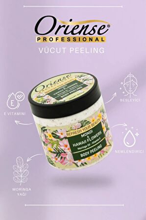 Oriense Monoi & Hawaii Vücut Peelingi, Moringa Yağı ve E Vitamini ile Pürüzsüz Bakım, 500ml