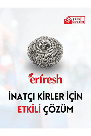 ERFRESH Bulaşık Teli 10 Adet, Paslanmaz Çelik Ve Güçlü Form - İnatçı Kirlere Karşı Nihai Çözüm