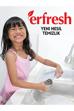 ERFRESH Bulaşık Teli 10 Adet, Paslanmaz Çelik Ve Güçlü Form - İnatçı Kirlere Karşı Nihai Çözüm