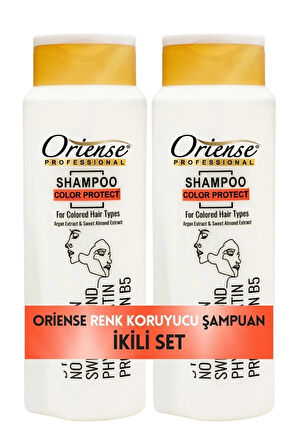 Oriense 600 Ml Şampuan Color Protect 2'li Set - Boyalı Saçlar İçin(Pantenol, Argan ve Tatlı Badem Özü, Zenginleştirilmiş Ferahlık)
