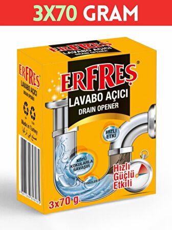 Erfresh Lavabo Açıcı Granül 210 Gram, Yağları, Kirleri Ve Inatçı Birikintilere Karşı Etkili Çözüm