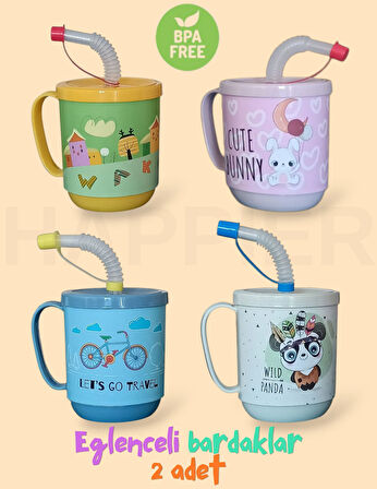 Çocuk Pipetli Bardak-2 adet-BPA içermez