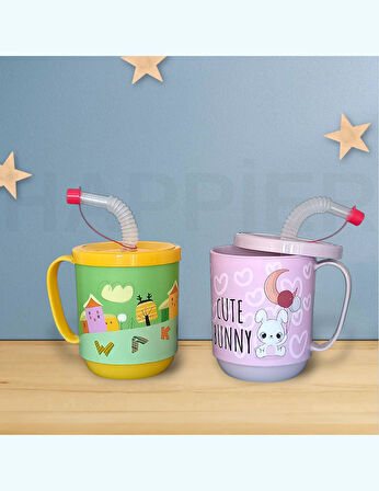 Çocuk Pipetli Bardak-2 adet-BPA içermez