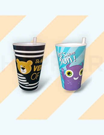 Çocuk Pipetli Bardak-400 ml-2 adet