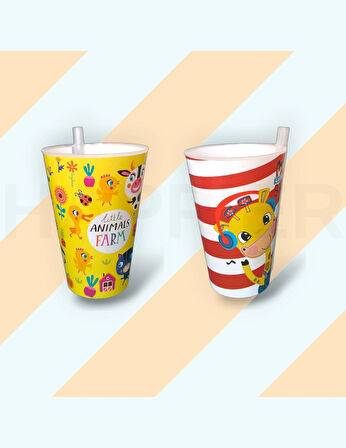 Çocuk Pipetli Bardak-400 ml-2 adet