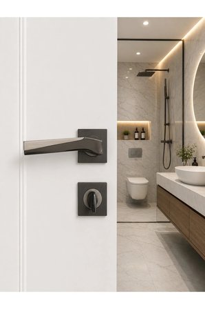 Sofuoğlu Yıldız Kare Rozetli Füme Saten Wc Kapı Kolu