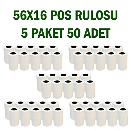 BK Etiket X5 Tech Termal Yazar Kasa Pos Rulosu 56x16 mt (5 Paket 50 Rulo)