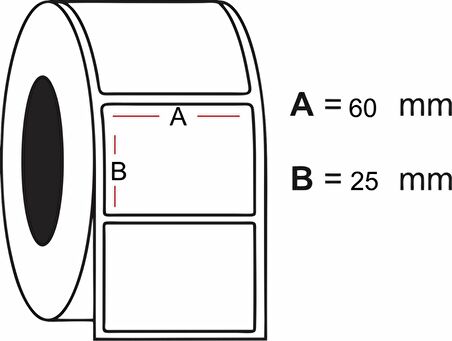 A1 Etiket 25 x 60 mm 10.000 Adet Termal Barkod Etiketi 10 Rulo